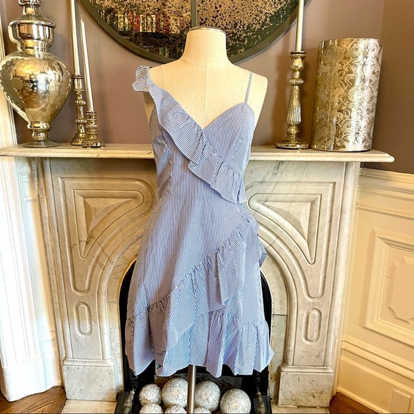 Parker Dresses & Skirts - Parker Blue & White Stripe Ruffle Mini Dress Sz S